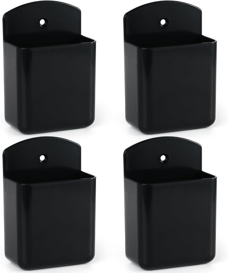 SIBRANT 4 Pcs Remote Control Holder Wall Mount, TV Controller Holder, Self Adhesive Remote Holder, Wall Pen Holder Storage Accessories for Home Office School (Black) - Image 1